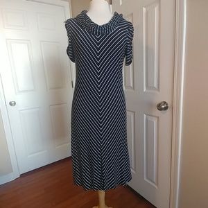 Size 14 Women’s Black & White Striped A-Line Dress